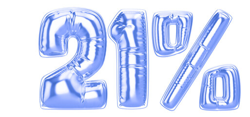 21 Percent Blue  Balloon 3D Number