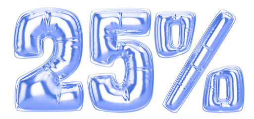 25 Percent Blue  Balloon 3D Number