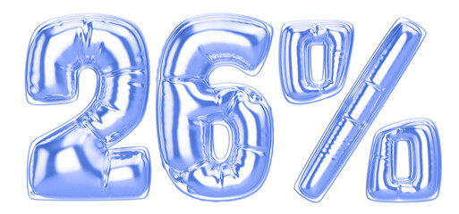 26 Percent Blue  Balloon 3D Number