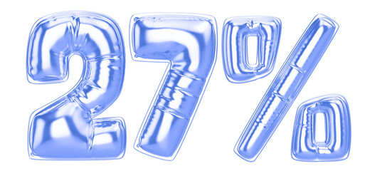 27 Percent Blue  Balloon 3D Number