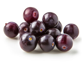 Fototapeta premium Fresh acai berries isolated on white background in a minimalist style.