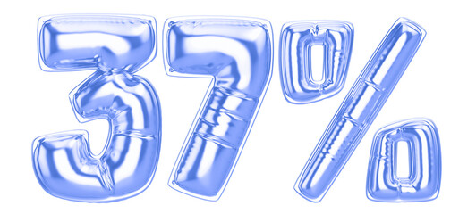 37 Percent Blue  Balloon 3D Number
