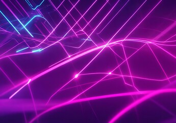 Fototapeta premium Blur neon glow. Color light overlay. Fluorescent radiance. Defocused vibrant pink blue soft flecks texture on dark art empty space background. 