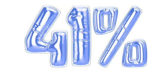41 Percent Blue  Balloon 3D Number