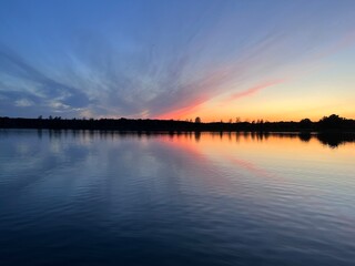 Fototapeta premium sunset over the lake