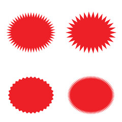 Set of vector starburst, sunburst badges. Different color. Simple flat style Vintage labels. Colored stickers. 66.11.