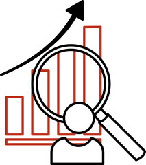 Analysis icon. Research, Search, and Data Analysis. Vector Illustration of a Man Studying a Diagram. Business and Marketing Concept
