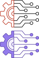 Digital Technology Icons. Vector Illustration of Technology Gears. Business and Innovation Concept
