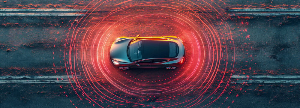 Futuristic Car with Advanced Safety Monitoring Technology
