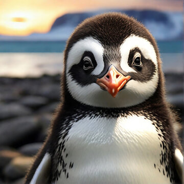 Cute penguin in beaches