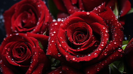Rose red flower fresh splash water , Generate AI
