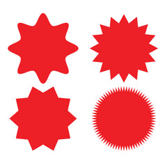 Set of vector starburst, sunburst badges. Different color. Simple flat style Vintage labels. Colored stickers. 66.11.