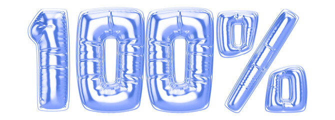 100 Percent Blue  Balloon 3D Number