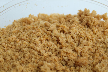 Crumbs which often served along with traditional Javanese fried chicken or fried duck, called kremesan. Isolated on white background