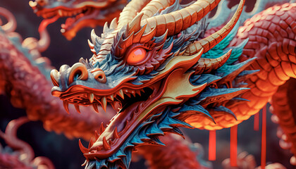 Fototapeta premium Beautiful fantasy dragon. Year of the Dragon according to the eastern horoscope
