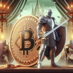 Bitcoin Medieval Warrior, bitcoin, btc, blockchain, mineração, carteira, satoshi, criptomoeda, hash, transação, nó, endereço, chave privada, chave pública, exchange, halving, faucet, fork 