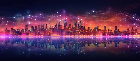 Fototapeta premium smart city with connected dots on it. ai generative