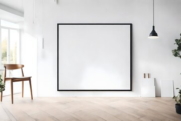 empty room with empty frame mockup