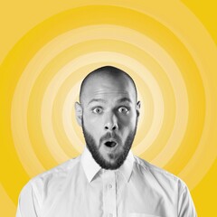 Surreal collage of funny nerd shock