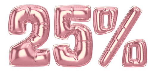 25 Percent Gold Balloon 3D Number