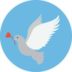 dove of peace. love and romance icon vector. valentine's day vector icon. heart icon transparent background. friendship, affection, appreciation, devotion, emotion symbol and icon