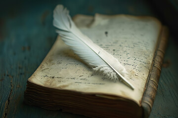 old book with feather