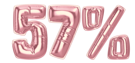 57 Percent Gold Balloon 3D Number