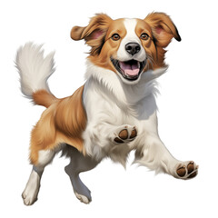 Happy Dog Jumping, Isolated Background AI-Generated