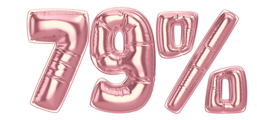 79 Percent Gold Balloon 3D Number