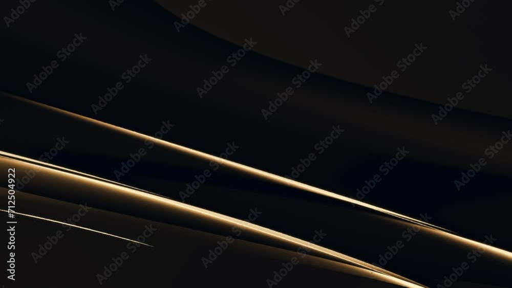 Sticker simple luxury gold line flowing on black background. simple loop able background