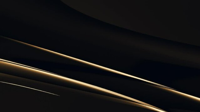 Simple luxury gold line flowing on black background. Simple loop able background