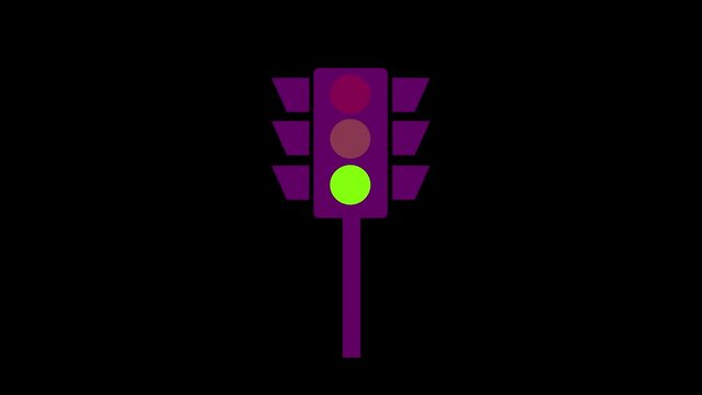 Traffic light Signals icon animation. Animation of a traffic light changing direction. Traffic light changing direction from red, to yellow, to green light. abstract traffic light sign animation.