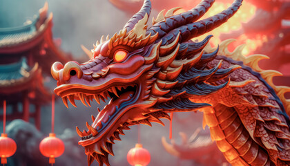 Obraz premium Beautiful fantasy dragon. Year of the Dragon according to the eastern horoscope