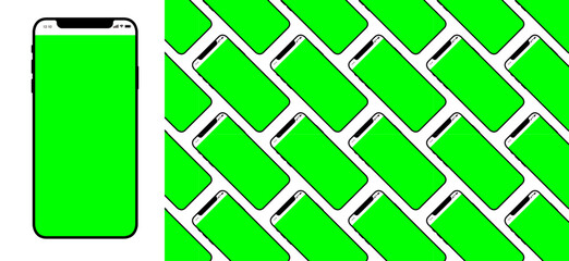 スマートフォンのイラスト。スマホのパターンスウォッチ付き