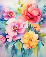 Fototapeta na wymiar beautiful painting floral background.