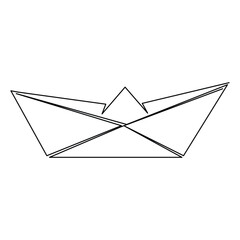 Paper boat continuous one line art drawing of outline vector art illustration  
