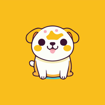 Vector illustration of a cute and adorable puppy, Hand drawn cartoon puppy design, cute character expression and Vector illustration for petshop logo