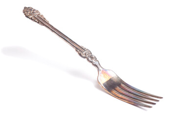 Old Silver Fork isolated on white background.