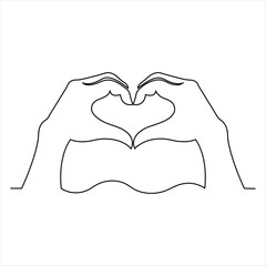 Hand open palm continuous single line art drawing outline vector illustration  