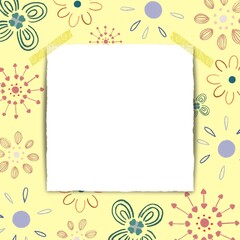 Blank square paper on a vibrant floral background