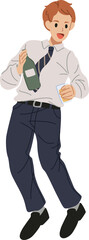 Male employee or office man holding beer bottle dancing in the party illustration