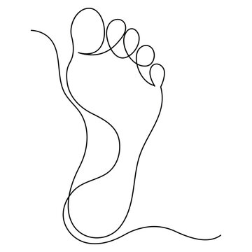 recommend clip art: Continuous one line art drawing of bare foot in simple style and outline vector art illustration