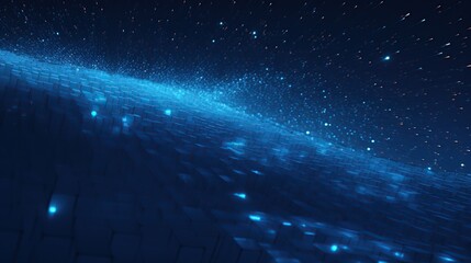 form of speed of light, point of light. Distributed register technology, background made of lines, circles and particles. Block chain network. Digital graphics