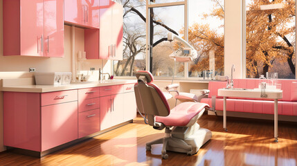 Dental Care Excellence: Clean and Modern Dentist Office Interior with Advanced Equipment and Professional Ambiance.