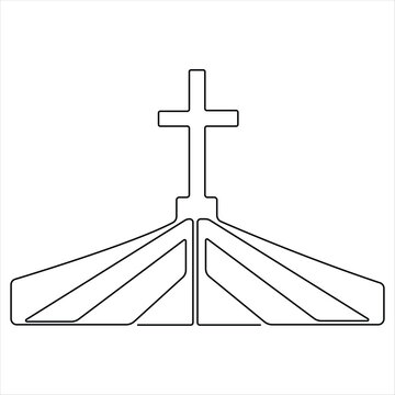 recommend clip art: Continuous one line drawing praying of good friday crucifixion outline art vector illustration
                    