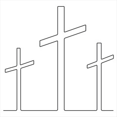 Continuous one line drawing praying of good friday crucifixion outline art vector illustration
