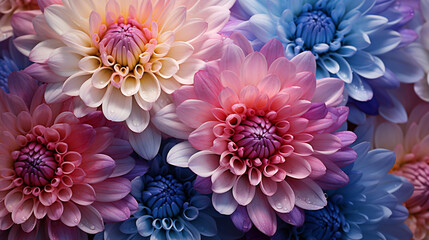 Colorful chrysanthemum flower macro shot. Chrysanthemum rainbow flower background., Generate AI