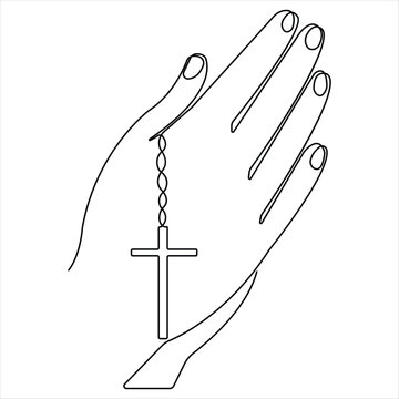 recommend clip art: Continuous one line drawing praying of good friday crucifixion outline art vector illustration
                    