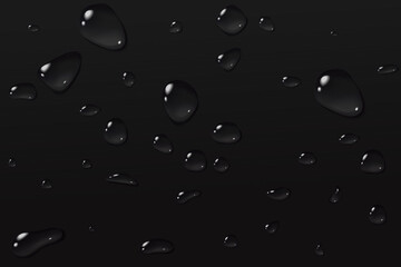 Black abstract background. Condensate glass in macro texture. Cold beverage concept juice. oil or champagne. Stock vector illustration in realistic style.