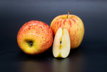 Apple isolated on black background with clipping path.